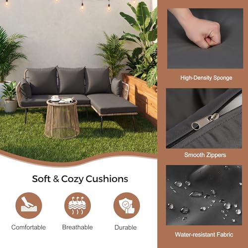 Panana 4 Seater Rattan Garden Furniture Corner Lounge Sofa Set with Coffee Table, Outdoor Patio Sofa with Cushions for Garden, Conservatory 5 Panana 4 Seater Rattan Garden Furniture Corner Lounge Sofa Set with Coffee Table, Outdoor Patio Sofa with Cushions for Garden, Conservatory - Image 5