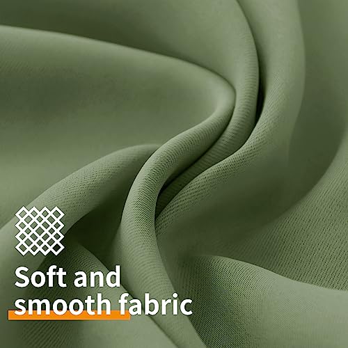 Image of YoungsTex Short Blackout Curtains for Bedroom 40 Inch Length - Thermal Insulated with Grommet Room Darkening Drapes for Basement Kitchen Cafe, 2 Panels, Olive Green, 42 x 40 Inch