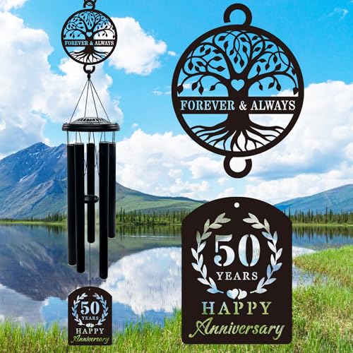 50th Anniversary Wedding Gifts for Couple,37' Golden Wedding Anniversary Wind Chimes,...