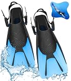 NAJILI Schnorchelflossen, verstellbare Schnorchelflossen kurz mit Tasche zum umhängen, Gr.34-38 mit Verstellbaren Schwimmflossen zum Schnorcheln (Blau)