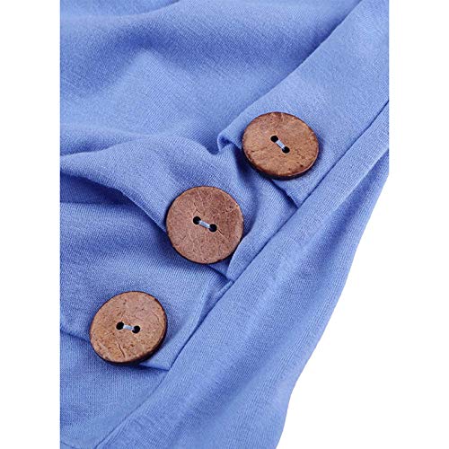 Girls Casual Solid Color Tops,Kids Girls Casual Tunic Tops Knot Front Button Short Sleeve Blouse T-Shirt Tee(Blue,12-13 Years)3