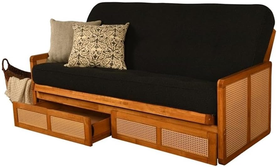 Kodiak Furniture Westport Full-Size Wood Futon Set w/Storage and Black Mattress