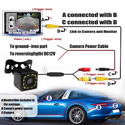 Quicto QUICTO-BACKUP CAMERA Car Backup Camera, Waterproof Ultra Hd 12 Led Night Vision Rear View Camera thumb #5