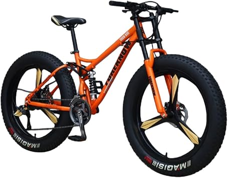 Mountain Bike, 26" Fat Tire Hardtail Mountain Bike, Dual Suspension Frame and Suspension Fork All-Terrain Mountain Bike