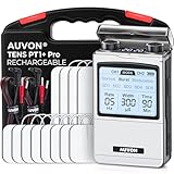AUVON Rechargeable TENS Unit Muscle Stimulator, FSA HSA Eligible, Digital TENS Machine with 8 Customizable Modes, Electronic Massager for Sciatica, Shoulder & Back Pain Relief, 12 Pads, A Carry Case