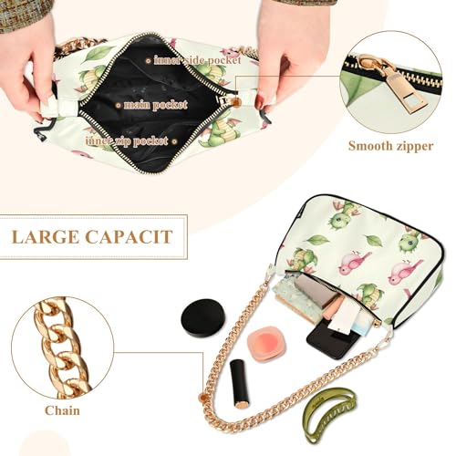 Cute Watercolor Dragons Birds Beige Casual Purse Hobo Women Clutch Handbag Retro Ladies Shoulder Bag Zipper Closure4