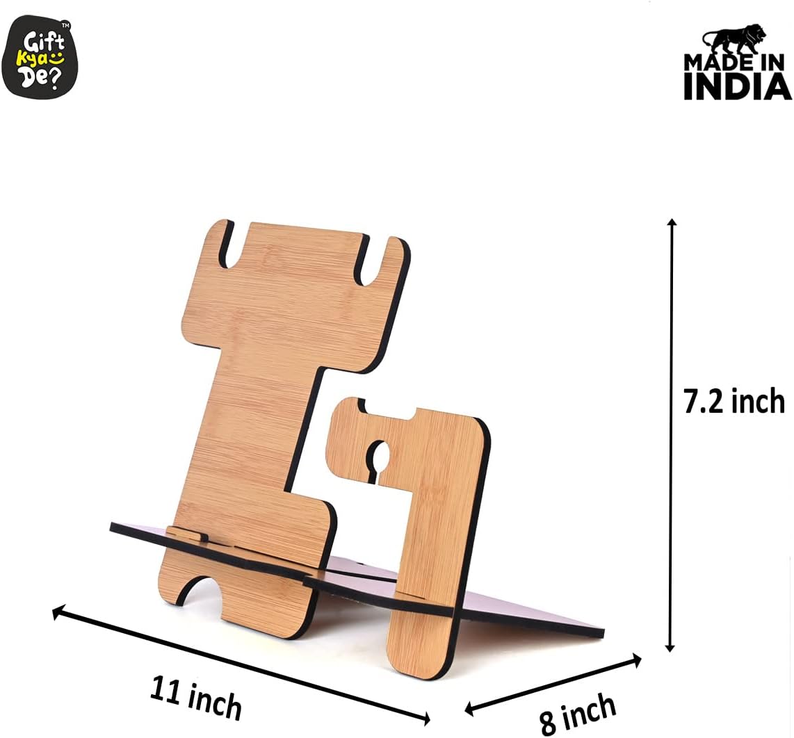 Gift Kya De- GKD Desk Organizer (5 in 1) with Mobile Stand thoughtful gifts for men anniversary, birthday gift for brother, boyfriend gifts for him (Wooden Bamboo Ecofriendly) (Engineered Wood)