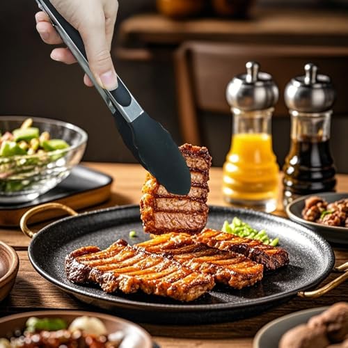 Armo® Stainless Steel Kitchen Tongs Locking Metal Food Tongs 9 INCH & 12 INCH BBQ Air Fryer Salad Pasta Kitchen Tongs Pack of 2 - Image 4