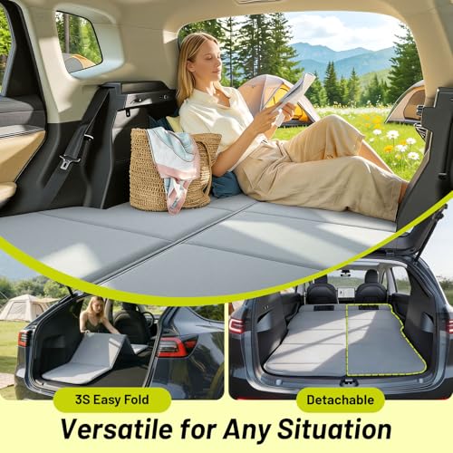 Image of Car Bed for Chevy Blazer, Foldable Non Inflatable Memory Foam Camping Mattress, Thickened Portable SUV Trunk Sleeping Pad, Air Mattress Upgrade for Family Camping Essentials, Gifts for Car Guys