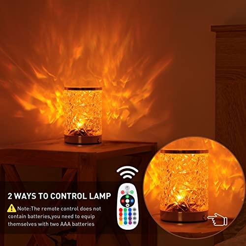 Ocean Wave Crystal Table Lamp Touch Control, Rgb Color Changing Night Light With Remote, Dimmable Cool Water Lights For Bedroom, Living Room Wall Decor, Ambient Lighting For Dinner/Bars/Game Room #TOP4