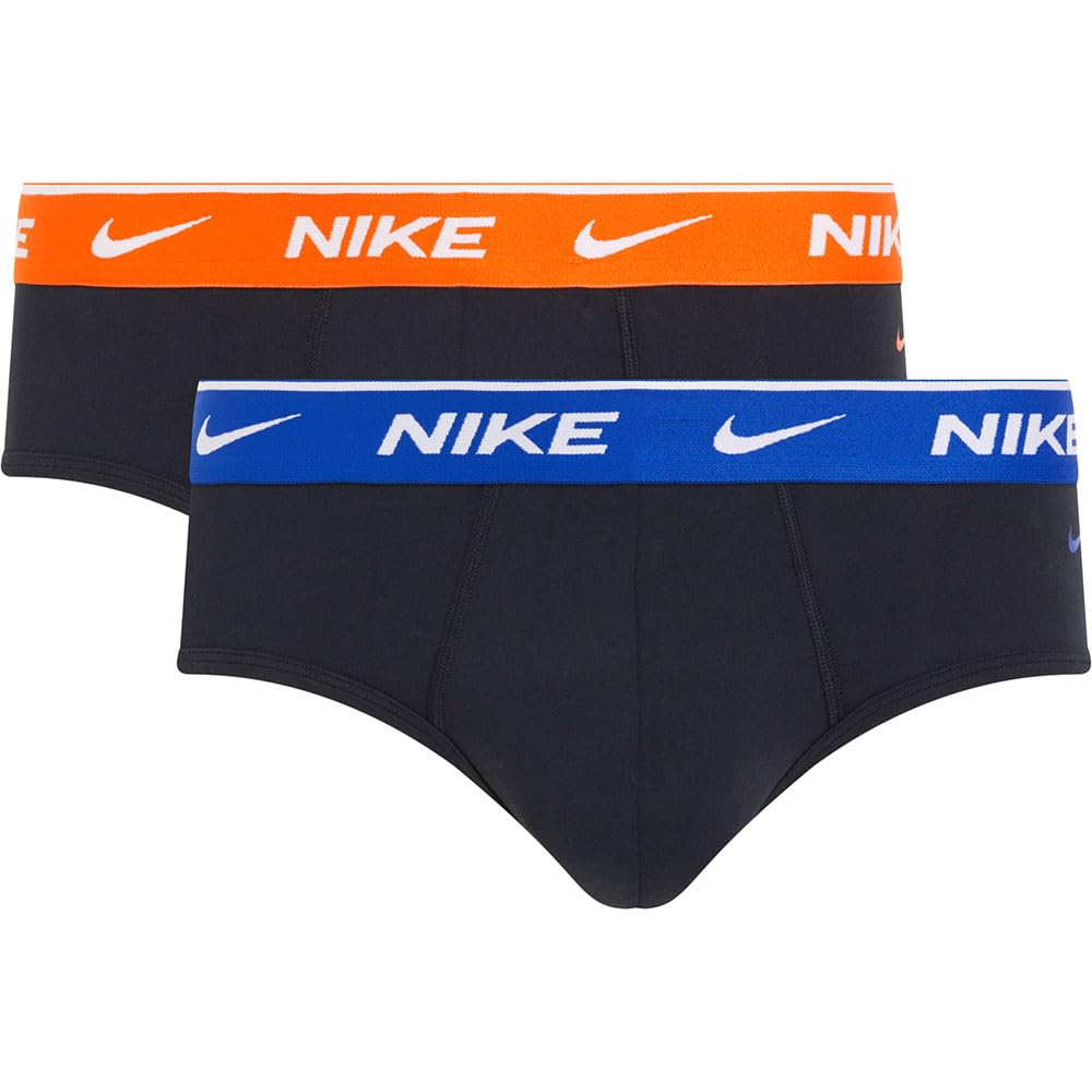 NIKE Baby Boys Brief 2pk Underwear, Black/Safety Orange/Game Royal Wb, M UK