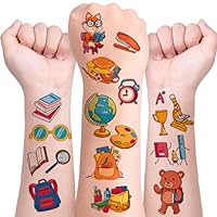 Kinder Tattoo Schulanfang, 10 Blätter Kindertattoos Hautfreundliche, Temporäre Tattoos Einschulung, Kindertattoos Wasserdicht Mädchen Jungen, für 1. Schultag Geschenk Kindergeburtstag Party (D)