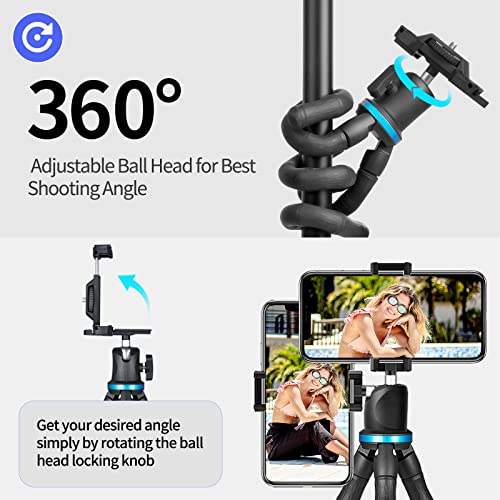 Phone Tripod, 12" Flexible Cell Phone Tripod Stand Holder With Wireless Remote Shutter & Universal Phone Mount, Compatible With Smartphone/Dslr/Gopro Camera #TOP4