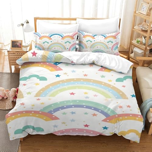 Housse de couette effet 3D Le Rainbow en microfibre douce et zippée - 2
