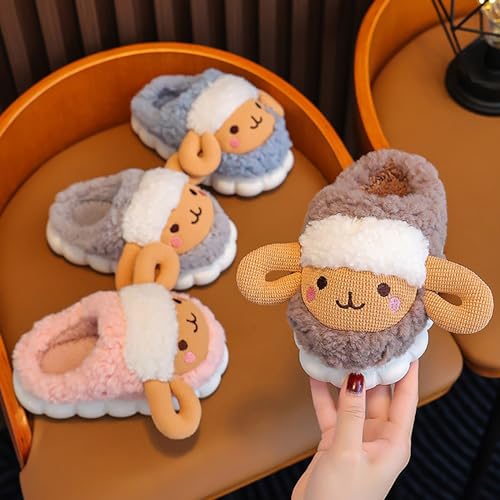 Boys Girls Sheep Slippers for Toddler Kids Winter Plush Cute Warm Non Slip Indoor Bedroom Shoes Slip on Fleece Slides3