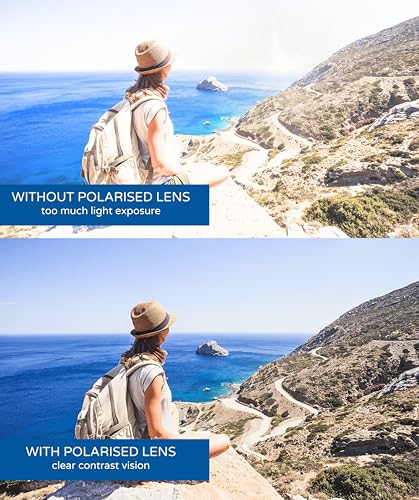 Image of EFERMONE Combo Pack of 2 Polarised Sunglasses Men Women Stylish with Lens Cleaner | TAC UV400 Protection Lens | Unisex (Medium) (2 Sunglasses with Soft Cases and Lens Cleaner)