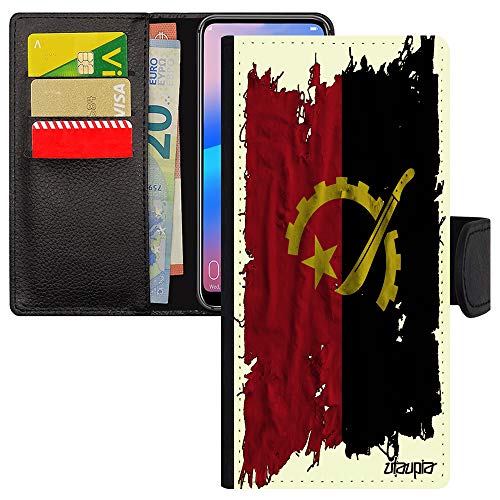 Coque Redmi Note 9s cuir portefeuille porte cartes foot Angola noir