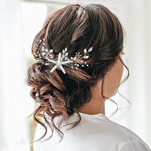 Latious Starfish Bride Wedding Hair Comb Flower Bridal Side Comb Rhinestone Hair Piece Hair Accessorie For Women And Girls #TOP30