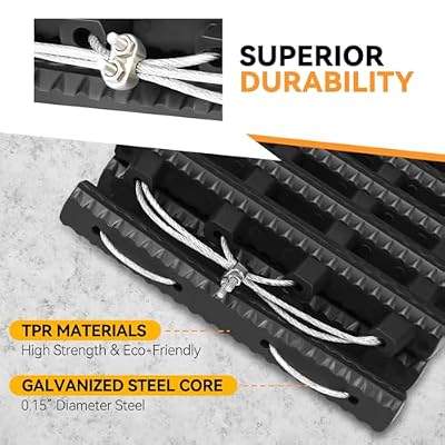 Auto Dynasty [2PC] 48 Traction Mat Portable Recovery Tracks Mat Traction Board Non-Slip Max Capacity Load 7-Ton Compatible with Most Vehicles, for Snow, Ice, Mud and Sand Emergency Aid, Black