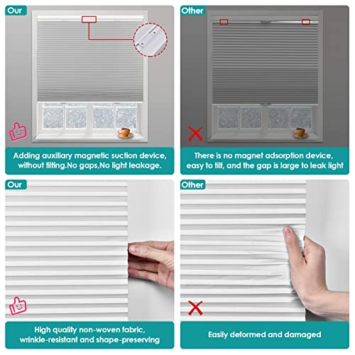 Moonice Top Down Bottom Up Cellular Shades Blackout Cordless Honeycomb Blinds For Windows, Aluminum Single Cell Shades Room Darkening Blinds Shades Door, Thermal Insulated(White) #TOP4