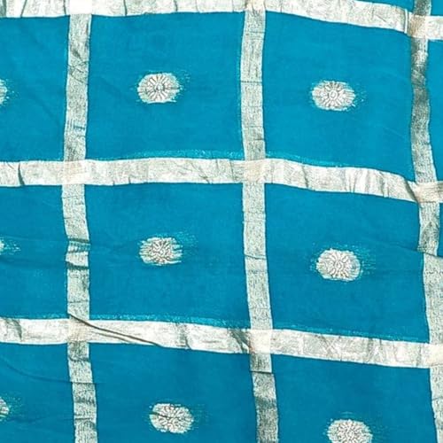 Image of Women's Pure Viscose Georgette Checks Zari Fabric Jaipuri Saree with Matching Blouse