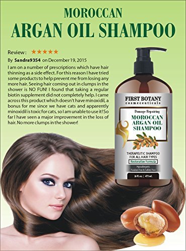 Moroccan Argan Oil Shampoo with Restorative Formula 16 fl. oz. Gentle & Sulfate Free for All Hair Types. Cleanses, Revives, Hydrates, Detangles Hair & Revitalizes the Scalp & Split-Ends - Thumbnail 5
