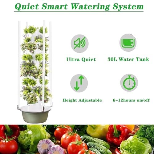 Indoor Hydroponic Tower System - Vertical Growing Garden with Germination Kit for Fresh Herbs, Fruits & Vegetables - Space-Saving Hydroponic Planter for Home Gardening