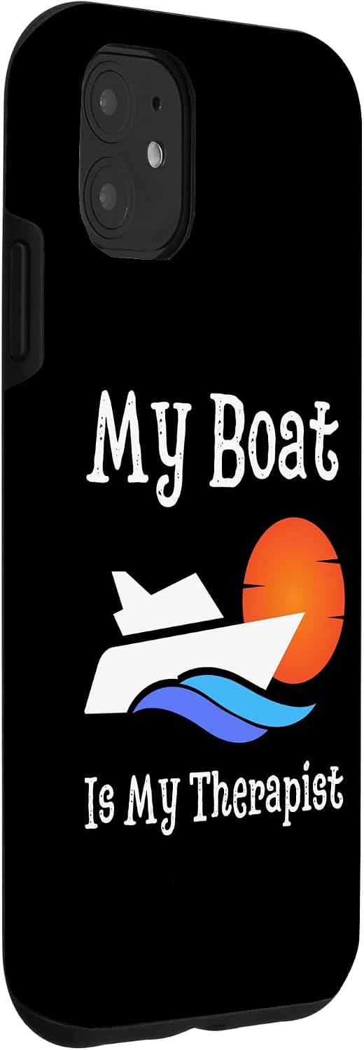 My Boat is My Therapist Spring Summer Outdoor Mental Health Case for iPhone 11 image 3