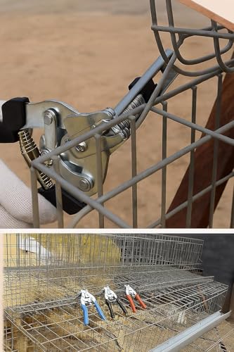 Image of Hog Ring Pliers Kit with 600 Pcs of Galvanized Steel Hog Rings, Hog Ring Chicken Duck Goose Dog Cat Rabbit Kit Clamp with Nail Groove, Repair Hand Tools for Animal Cages, Wire Fencing, Railing-Black