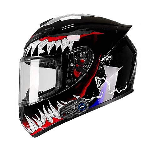 Bluetooth Integrated Full Face Motorcycle Helmet with Tail Flip Up Front Multiple Vents Motorbike Helmet DOT/ECE Approved Go-Kart Racing Crash ATV Street Helmet for Adults Men Women-A||Small -  Dcoltmi-888