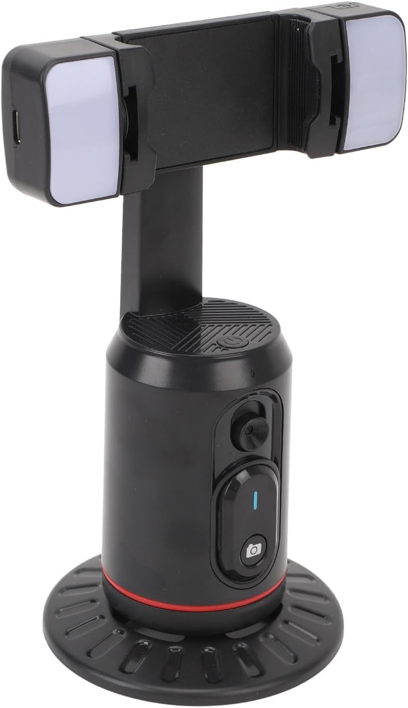 Tbest Auto Tracking Phone Holder Smart 360 Degree Rotating Stand with Remote Control 2 LED Fill Lights for Live Streaming Video Vlogging Compatible Most Smartphones