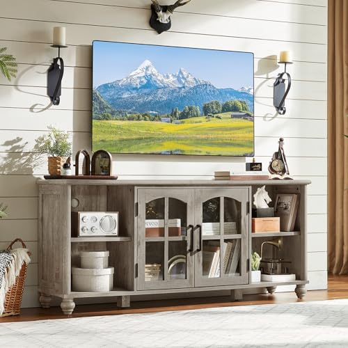 Image of RWYHG Farmhouse TV Stand for 60 in TV, Entertainment Center for Living Room