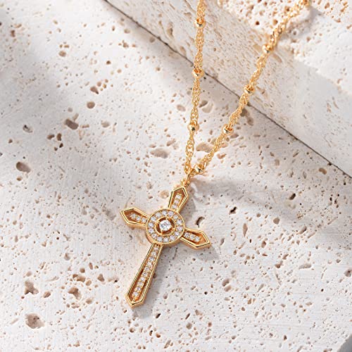 MTMY Gold Cross Necklace 14K Gold Plated Dainty Gold Cross Pendant Necklace for Women Delicate Necklace Jewelry (cross 6) — view 5