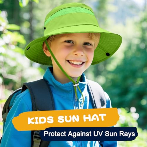 Image of Outdoor Kids Sun Hat for Boys Girls Wide Brim Mesh Bucket Hat UPF 50+ Sun Protection Breathable Summer Fishing Safari Hat