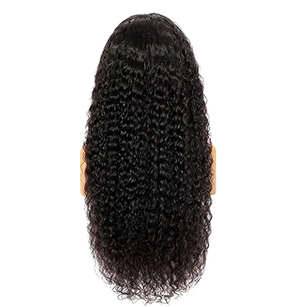 32 Inch Echthaar Perücke Damen Human Hair Wig Lace Front Wig 13X4 Transparent Lace Natural Black Curly Wave for Women Glueless Wear and Go Minimal Smell Low Shedding