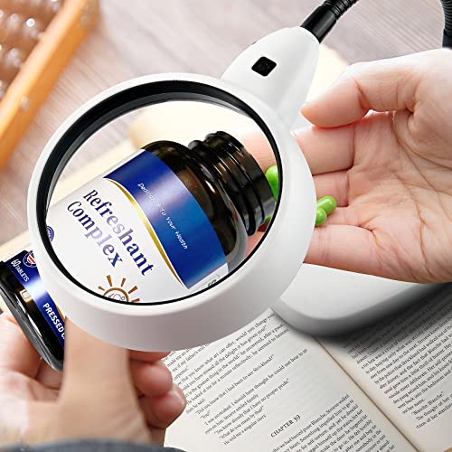 Magnifying Glass With Light 10X Lighted Magnifier With Weighted Base 4.8” Lens For Clear Magnification Desktop Magnifying Glass For Painting Miniature,Jewelry Pieces,Reading, Hobbies, Crafts,Sewing #TOP3