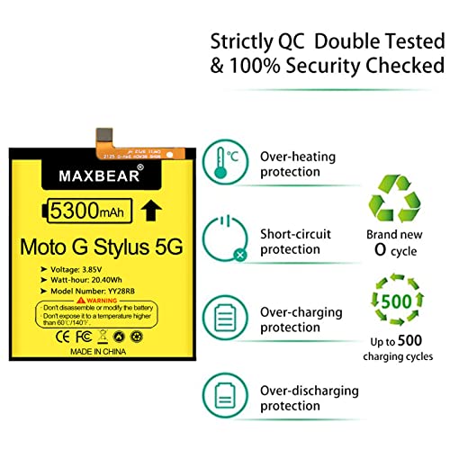 Image of MAXBEAR Moto G Stylus 5G Battery, (Upgraded) 5300mAh 3.85V Li-Polymer Replacement Battery for Motorola Moto G Stylus 5G 2021 MD50 XT2131 with Repair Tool Kit