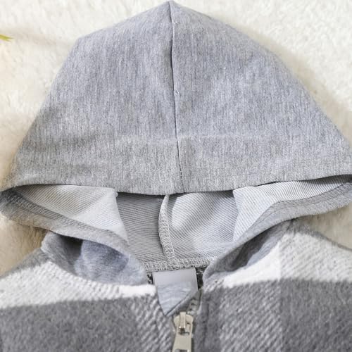 Toddler Fall Winter Plaid Hoodies Flannel Jacket Long Sleeve Zipper Lapel Collared Coat Casual Cute Trendy Outerwear Jacket3