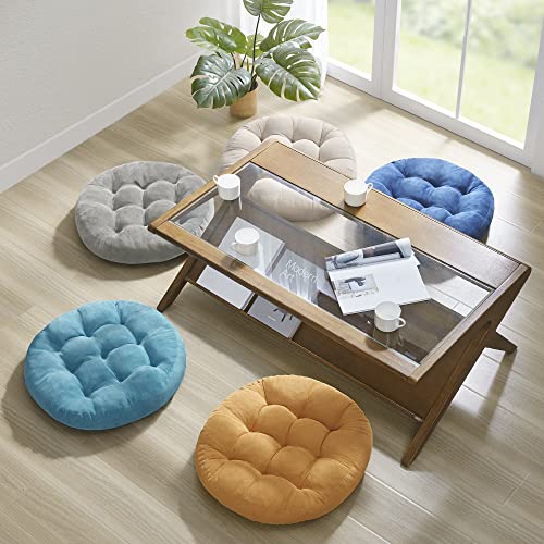 Meditation Floor Pillow Set Of 2, Round Large Pillows Seating For Adults, Tufted Corduroy Floor Cushion For Living Room Tatami, Beige 22 Inch #TOP5