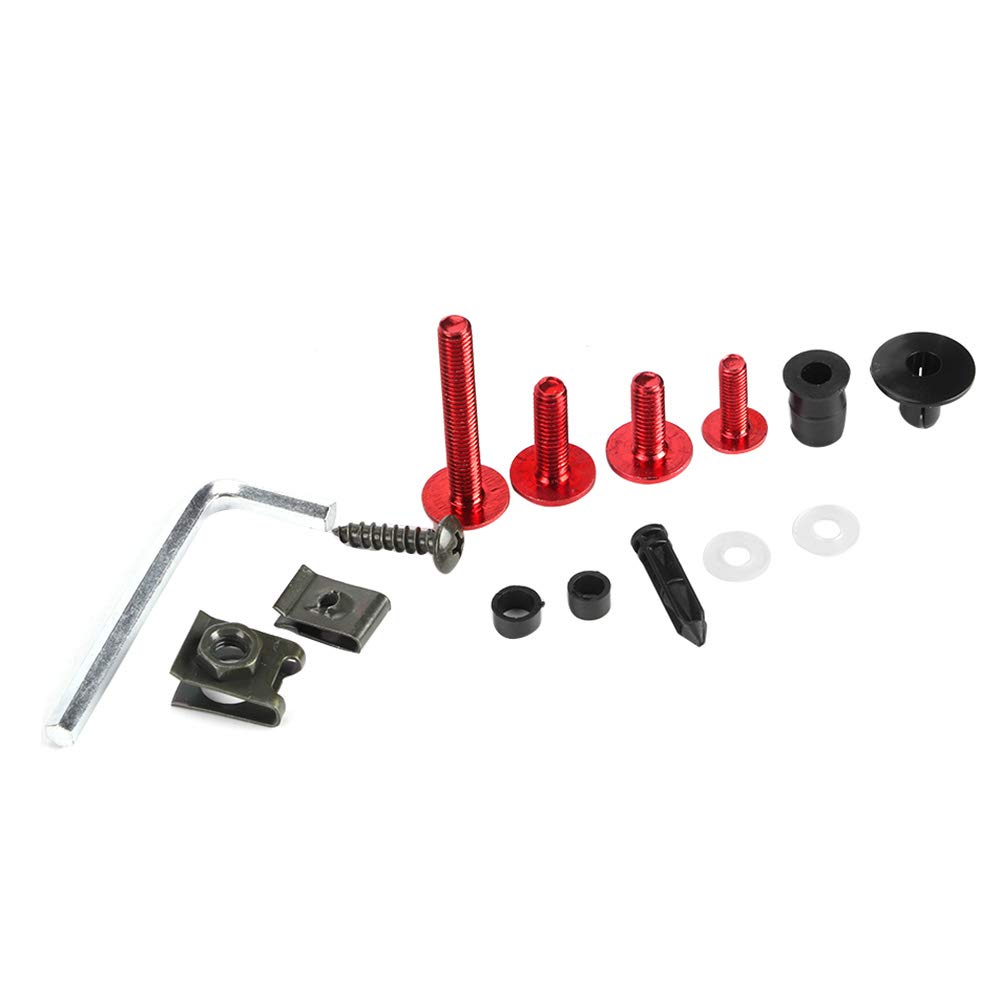 223Pz Kit Bulloni per Carenatura Universale per Moto, M5 M6 Viti per Parabrezza Moto Elementi di Fissaggio, Kit Assortimento di Viti per Dadi Rondelle(Rosso)