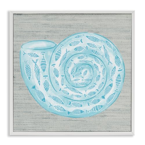 Nautical Seashell Spiral Shell Sea Life, 17 x 17 Inch Framed Giclée Print