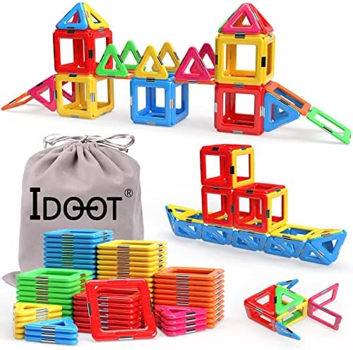 idoot Kids Magnetic Tiles for Toddlers,STEM Toys for 3-5 Year Old Boys & Girls,Magnet Blocks Kids Educational Toys Birthday Gift Starter Set with Storage Bag
