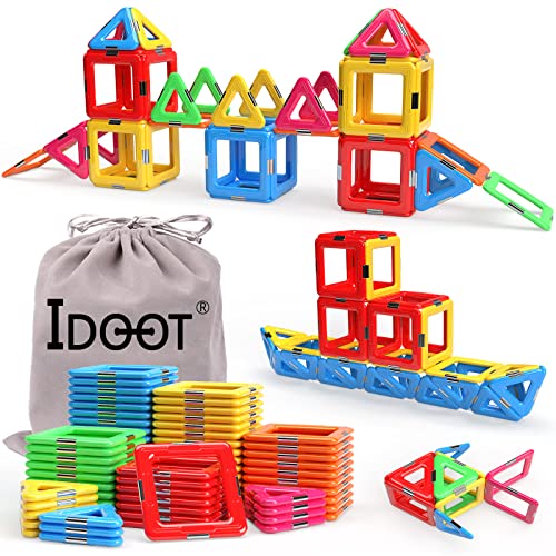 Idoot Kids Magnetic Tiles For Toddlers,Stem Toys For 3-5 Year Old Boys & Girls,Magnet Blocks Kids Educational Toys Birthday Gift Starter Set With Storage Bag #TOP28