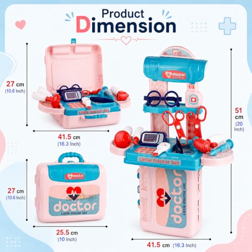 Image of Zest 4 Toyz Doctor Set for Kids 3 in 1 Trolley Suitcase Pretend Play Doctor Toy Set with Stethoscope Syringe Thermometer and Medical Accessories Toys for Boys & Girls 3 Years +