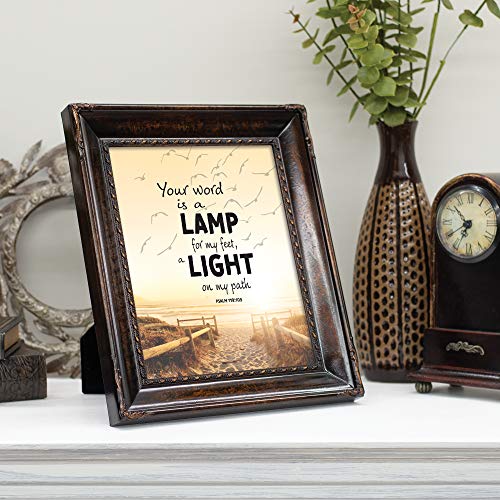 Cottage Garden Lamp And Light Burlwood Rope Trim 8 X 10 Table Top And Wall Photo Frame #TOP1