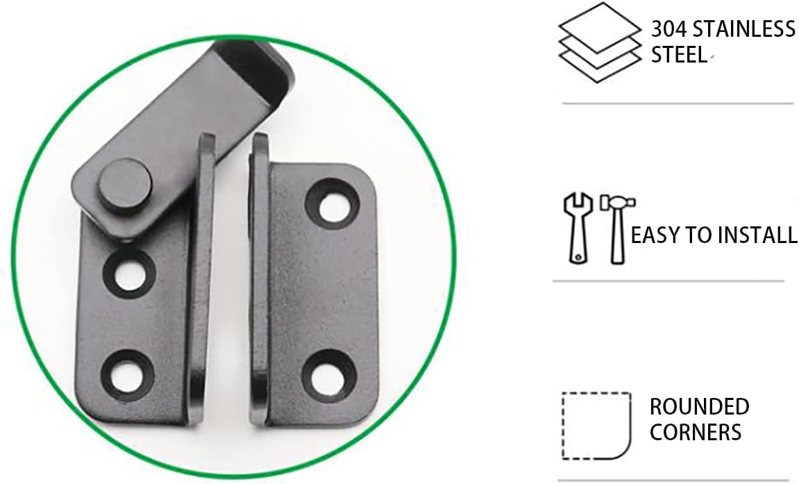 2 Sets Flip Latch 3-mm Thickened Heavy Duty Hasp Safety Door Lock Gate Latches for Double Door Window Barn Closet Drawer Cabinet Garage,Stainless Steel Brushed Nickel (Left Loker)