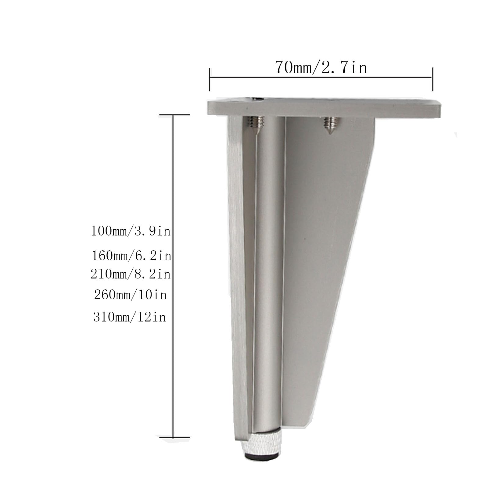 4 Pezzi Gambe per mobili in Lega di Alluminio Regolabili Piedini per tavolini di Ricambio in Metallo per tavolini da caffè Mobili TV Mobili per Il Bagno Grigio Spazzolato 210 mm/8,