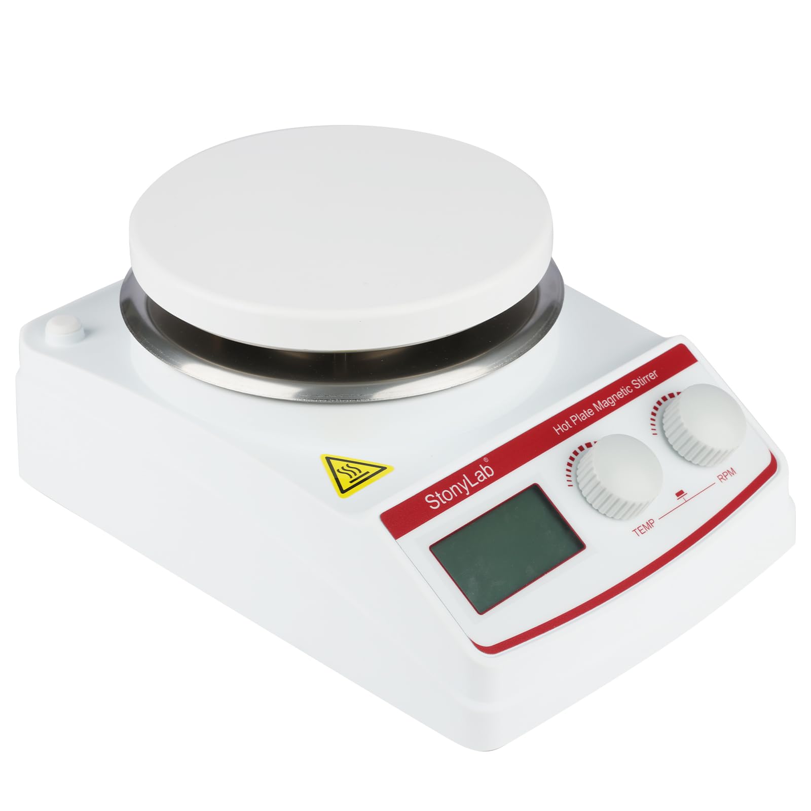 stonylab Agitador Magnético con Placa Calefactora (135 mm OD) con Recubrimiento Cerámico de Aluminio Fundido, 3L, 100-2000 RPM, Pantalla LCD, RT+5~250°C, con Soporte y Sensor