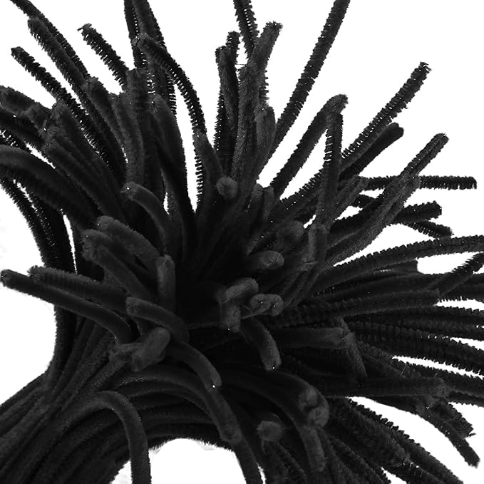 Image of 100Pc Pipe Cleaners Craft Set | Chenille Stem Fuzzy Sticks DIY Craft Supplies for Art Projects Activities, Decorations, Flower Making, Modeling & Sculpting (Black)