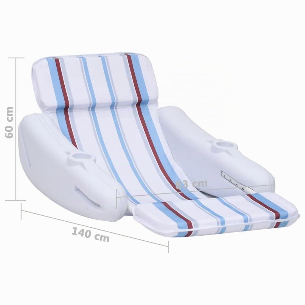 vidaXL Chaise flottante pour piscine chaise longue siège gonflable repos tapis plage porte-gobelet intégré pliable 140 x 83 x 60 cm